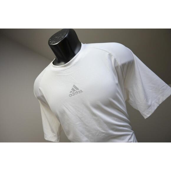 Adidas Gym Shirt AlphaSkin Areoready White Short Sleeve Compression Mens Sz 2XL - Picture 1 of 8